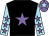 Black, mauve star, light blue sleeves, mauve stars, mauve cap, light blue star