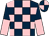 Dark blue and pink check, halved sleeves, dark blue and pink quartered cap