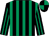 Black, emerald green stripes, quartered cap