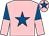 Pink, royal blue star, royal blue and pink halved sleeves, pink cap, royal blue star