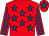 Red, royal blue stars, striped sleeves and star on cap