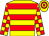 Yellow, red hoops, checked sleeves