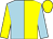 Light blue and yellow (halved), sleeves reversed, yellow cap