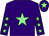 Purple, light green star, purple sleeves, light green stars, purple cap, light green star