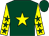 Dark green, yellow star, yellow sleeves, dark green stars and cap