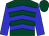 dark green, blue chevrons, blue sleeves