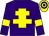 Purple, Yellow cross of Lorraine and armlets, Yellow and Purple hooped cap