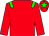 Red body, green epaulettes, red arms, red cap, green star