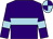 Purple, light blue hoop, light blue armlet, quartered cap