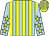 Light blue & yellow stripes, yellow stars on sleeves, yellow & light blue striped cap