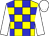 Yellow body, blue checked, white arms, white cap