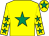 Yellow, emerald green star, emerald green stars on sleeves, emerald green star on cap