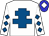 White, royal blue cross of lorraine, royal blue diamonds on sleeves, blue cap, white diamond