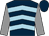 dark blue, light blue chevrons, grey sleeves, dark blue cap