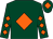 Dark green, orange diamond, diamonds on sleeves, dark green cap, orange diamond