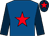 Royal blue, red star, dark blue sleeves, dark blue cap, red star