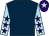 Dark blue, light blue sleeves, purple stars, purple cap, light blue star