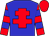Blue body, red cross of lorraine, red arms, blue hooped, red cap