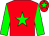Red body, green star, green arms, red cap, green star