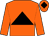 Orange body, black triangle, orange arms, orange cap, black diamond