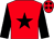 Red, black star, sleeves and stars on cap