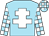 sky blue, white cross of lorraine, checked cap, checked arms