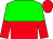 Green and red halved horizontally, green and red halved sleeves, red cap