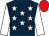 Dark blue, white stars and sleeves, red cap