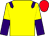 yellow, purple epaulettes, yellow and purple halved sleeves, red cap