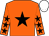 Orange, black star, orange sleeves, black stars, white cap