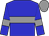 Blue body, grey hoop, blue arms, grey armlets, grey cap