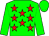 Green body, red stars, green arms, green cap