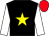 Black, yellow star, white sleeves, red cap