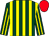 DARK GREEN and YELLOW stripes, RED cap