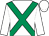 White, emerald green cross belts