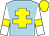 Light blue, yellow cross of lorraine, white sleeves, yellow armlets, yellow cap