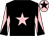 Black body, pink star, pink arms, black diabolo, pink cap, black star