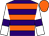 Purple, orange hoops, white sleeves, purple armlets, orange cap