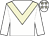 White body, beige chevron, white arms, white cap, beige stars