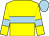 Yellow body, Light Blue hoop, yellow arms, Light Blue armlets, Light Blue cap