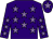Purple body, mauve stars, purple arms, mauve stars, purple cap, mauve star
