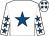 White, royal blue star, stars on sleeves and cap