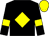 Black, yellow diamond, armlets and cap