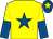 Yellow, royal blue star, halved sleeves, royal blue cap, yellow star