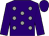 Purple, grey spots, purple sleeves and cap