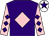 Purple, pink diamond, pink sleeves, purple diamonds, white cap, purple star
