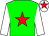 Green body, red star, white arms, white cap, red star