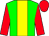 Green body, yellow stripe, red arms, red cap