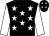 black, white stars, white sleeves