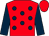 Red, dark blue spots and sleeves, red cap
